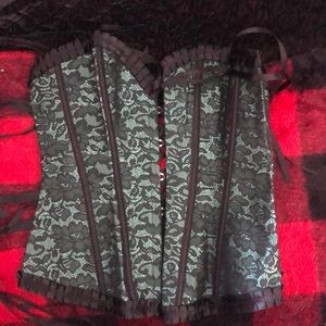 Green and black lace corset Size XXL